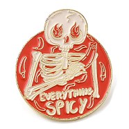 Halloween Skull Enamel Pin, Golden Zinc Alloy Brooch for Backpack Clothes, Food, 30x25x2mm(JEWB-E023-07G-04)