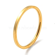 Ion Plating(IP) 304 Stainless Steel Simple Plain Band Finger Ring for Women Men, Real 18K Gold Plated, Size 4, Inner Diameter: 14mm, 1mm(RJEW-F152-05G-F)