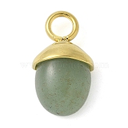 304 Stainless Steel Natural Green Aventurine Pendants, Acorn Charms, Real 18K Gold Plated, 15.5~16x9~9.5x5~6mm, Hole: 3mm(STAS-L277-07G-07)