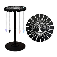 Wooden Wheel, Wooden Display Shelf, Black Holder Stand, Rustic Divination Pendulum Storage Rack, Witch Stuff, Tree of Life, Wheel: 120x8mm, 2pcs, Studdle: 288x12mm, 1pc(DJEW-WH0046-112)