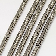 Electroplate Non-magnetic Synthetic Hematite Beads Strands, Heishi Beads, Flat Round/Disc, Grade A, Silver Plated, 2x1mm, Hole: 1mm, about 400pcs/strand, 16 inch(G-J164A-2mm-06)