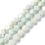 Natural Flower Amazonite  Beads Strands, Rhombus, 5x5x4mm, Hole: 0.9mm, about 75pcs/strand, 15.35 inch(39cm)(G-C135-D04-01)