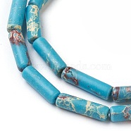 Synthetic Imperial Jasper Beads Strands, Dyed, Column, Deep Sky Blue, 13~15x4.5mm, Hole: 1mm, about 28~29pcs/strand, 14.96 inch(38cm)(G-L496-A03)
