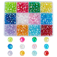 720pcs 12 Colors Eco-Friendly Transparent Acrylic Beads, Faceted, Round, AB Color, Mixed Color, 6mm, Hole: 1mm, 60pcs/color(TACR-GO0001-01)