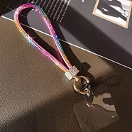 Rhinestone Mobile Straps, Anti-lost Cell Phone Lanyards, Mobile Decoration, Colorful, 20cm(PW-WG73335-06)