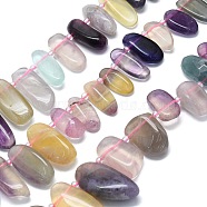 Natural Colorful Fluorite Beads Strands, Nuggets, Top Drilled, with Seed Beads, 10~41.5x5~12x2~7mm, Hole: 0.8~1.2mm, 16.14~16.54''(41~42cm)(G-G106-J08-01)