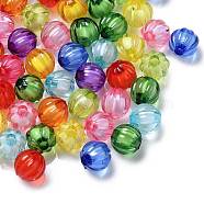Transparent Acrylic Beads, Bead in Bead, Round, Pumpkin, Mixed Color, 8mm, Hole: 2mm(X-TACR-S089-8mm-M)