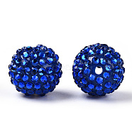 Transparent Resin Rhinestone Graduated Beads, with Acrylic Round Beads Inside, Blue, 14mm, Hole: 2~2.5mm(RESI-S314-12x14-13)