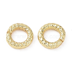 Rack Plating Brass Open Jump Rings, Lead Free & Cadmium Free, Long-Lasting Plated, Textured Round Ring, Real 18K Gold Plated, 15 Gauge, 7x1.5mm, Hole: 3.8mm(KK-B076-20G)