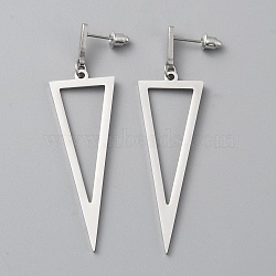 Alloy Hollow Out Triangle Dangle Stud Earrings for Women, Platinum, 66.5mm, Pin: 0.7mm(EJEW-WH0018-31P)