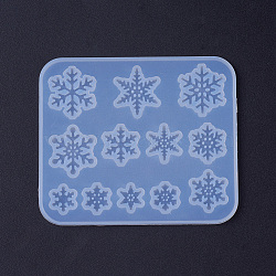 Silicone Molds, Resin Casting Molds, For UV Resin, Epoxy Resin Jewelry Making, Snowflake, White, 84x71.5x4mm, Snowflake: 10mm, 11mm, 15mm, 16mm, 20mm(DIY-F033-04B)