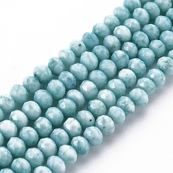 Opaque Baking Painted Glass Beads Strands, Imitation Stones, Faceted, Rondelle, Dark Turquoise, 6x5mm, Hole: 1mm, about 80~81pcs/strand, 14.76 inch~14.96 inch(37.5~38cm)(EGLA-N006-009A-A04)