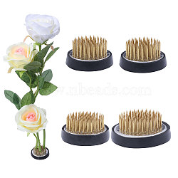 Globleland Brass Flower Pin Frogs, Flower Arranger, Ikebana Kenzan, Golden, 36~48x19~21mm, 4pcs/set(AJEW-GL0002-44)