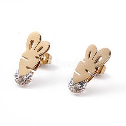 Clear Cubic Zirconia Radish Stud Earrings, Ion Plating(IP) 304 Stainless Steel Jewelry for Women, Golden, 17.5x7.5mm, Pin: 0.7mm(EJEW-L282-01G)