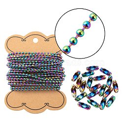 DIY Jewelry Making Kits, Including 5m Ion Plating(IP) 304 Stainless Steel Ball Chains & 20Pcs Ball Chain Connectors, Rainbow Color, Ball Chains: 3mm(STAS-LS0001-63MC)