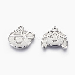 Tarnish Resistant 304 Stainless Steel Pendants, Children, Stainless Steel Color, 20x20x3mm, Hole: 1.6mm(STAS-E445-07)