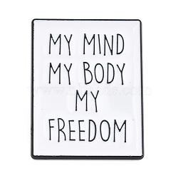 Word My Mind My Body My Freedom Enamel Pins, Alloy Brooches for Backpack Clothes, White, 30x23.5x1.5mm(JEWB-D279-02B-02)