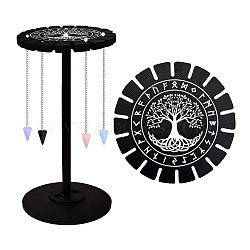 Wooden Wheel, Wooden Display Shelf, Black Holder Stand, Rustic Divination Pendulum Storage Rack, Witch Stuff, Tree of Life, Wheel: 120x8mm, 2pcs, Studdle: 288x12mm, 1pc(DJEW-WH0046-112)