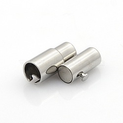 304 Stainless Steel Smooth Surface Locking Tube Magnetic Clasps, Column, Stainless Steel Color, 17x6x5mm, Hole: 3mm(STAS-O042-22)
