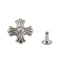 Zinc Alloy Retro Rivet Buckle, Cross, Antique Silver, 18x18mm(PW-WGC89B7-02)