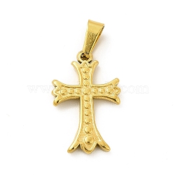 Vacuum Plating 304 Stainless Steel Pendants, Cross Charms, Golden, 19x12x2mm, Hole: 5.5x3mm(STAS-A073-12G)