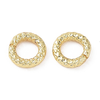 Rack Plating Brass Open Jump Rings, Lead Free & Cadmium Free, Long-Lasting Plated, Textured Round Ring, Real 18K Gold Plated, 15 Gauge, 7x1.5mm, Hole: 3.8mm