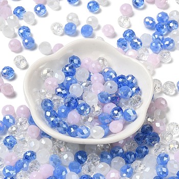Glass Beads, Faceted, Rondelle, Royal Blue, 8x6mm, Hole: 1mm, about 145pcs/60g