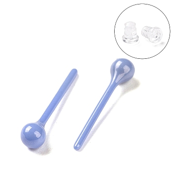 Hypoallergenic Bioceramics Zirconia Ceramic Stud Earrings, Round Ball, No Fading and Nickel Free, Cornflower Blue, 14.5x3mm