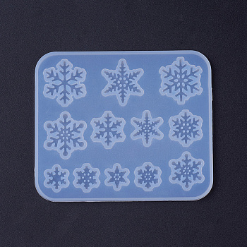 Silicone Molds, Resin Casting Molds, For UV Resin, Epoxy Resin Jewelry Making, Snowflake, White, 84x71.5x4mm, Snowflake: 10mm, 11mm, 15mm, 16mm, 20mm