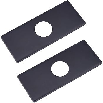 304 Stainless Steel Sink Hole Covers, Deck Plate for Bathroom Vanity Sink, 3-to-1 Kitch Faucet Escutcheon Plate, Rectangle, Electrophoresis Black, 66x160x6mm, Hole: 34.5mm