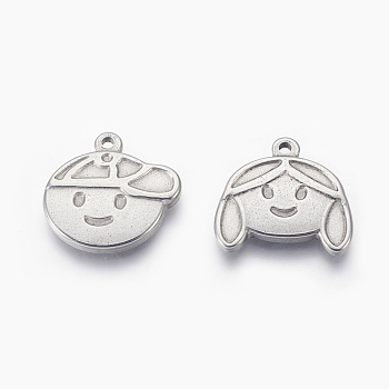 Tarnish Resistant 304 Stainless Steel Pendants, Children, Stainless Steel Color, 20x20x3mm, Hole: 1.6mm