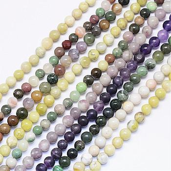 Natural Assorted Stone Round Bead Strands, 5~6mm, Hole: 1mm, about 67pcs/strand, 15.55 inch