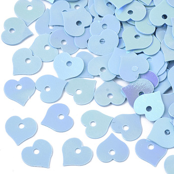 Ornament Accessories, PVC Plastic Paillette/Sequins Beads, AB Color, Heart, Slate Blue, 8x8x0.2mm, Hole: 1.4mm, about 30000pcs/500g