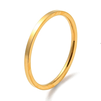 Ion Plating(IP) 304 Stainless Steel Simple Plain Band Finger Ring for Women Men, Real 18K Gold Plated, Size 4, Inner Diameter: 14mm, 1mm
