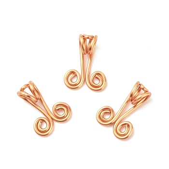Copper Wire Ornament Hook Hangers, Champagne Gold, 15x11x5mm, Hole: 3.5mm