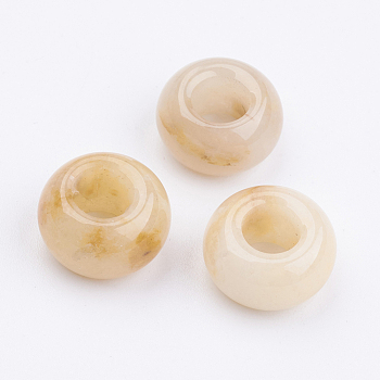 Natural Topaz Jade Beads, Large Hole Hole Beads, Rondelle, 14x7~8mm, Hole: 6mm