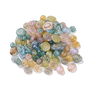 Transparent Acrylic Beads, Metal Enlaced, Mixed Shapes, Mixed Color, 7.5~22.5x7.5~21x5.5~13mm, Hole: 1.2~5.5mm