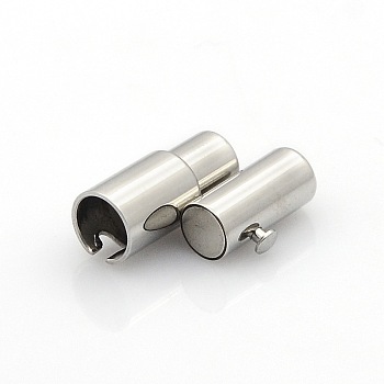 304 Stainless Steel Smooth Surface Locking Tube Magnetic Clasps, Column, Stainless Steel Color, 17x6x5mm, Hole: 3mm