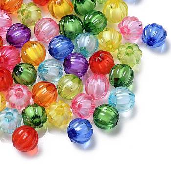 Transparent Acrylic Beads, Bead in Bead, Round, Pumpkin, Mixed Color, 8mm, Hole: 2mm