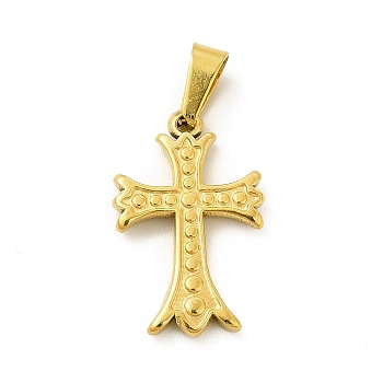 Vacuum Plating 304 Stainless Steel Pendants, Cross Charms, Golden, 19x12x2mm, Hole: 5.5x3mm