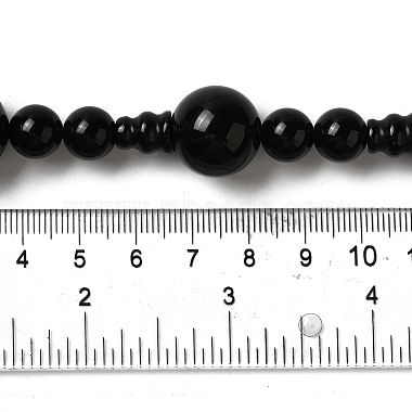 Natural Black Agate 3-Hole Guru Bead Strands(G-K149-53)-4