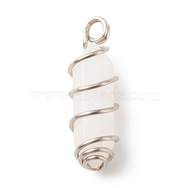 Natural White Jade Double Terminal Pointed Pendants(PALLOY-JF01686-05)-2