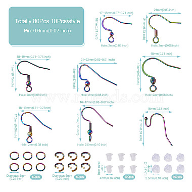80Pcs Rainbow Color Ion Plating(IP) 304 Stainless Steel French Earring Hooks(DIY-KS0001-29)-3