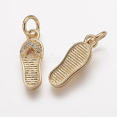 Real 18K Gold Plated Clear Shoes Brass+Cubic Zirconia Charms