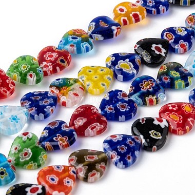 12mm Colorful Heart Millefiori Lampwork Beads