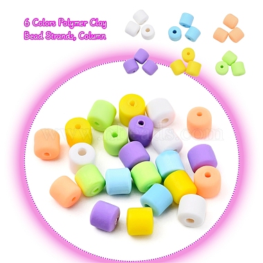 6 brins de perles en pâte polymère couleurs(CLAY-YW0001-18)-6