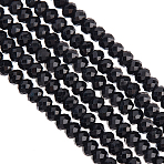 2 Strands Natural Black Tourmaline Beads Strands, Faceted, Rondelle, 2x1mm, Hole: 0.5mm, about 225pcs/strand, 14.96 inch(38cm)(G-OC0005-30)