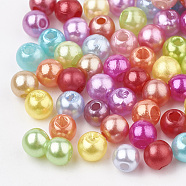 ABS Plastic Beads, Imitation Pearl , Round, Mixed Color, 6x5.5mm, Hole: 1.5mm, about 4700pcs/500g(OACR-Q004-6mm)