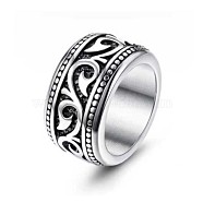 316 Titanium Steel Finger Ring with Enamel for Men, Leaf, US Size 12(21.4mm)(PW-WG56139-04)