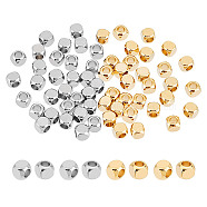 60Pcs 2 Colors 304 Stainless Steel Spacer Beads, Cube, Golden & Stainless Steel Color, 4x4x4mm, Hole: 2mm, 30pcs/color(STAS-UN0053-74)
